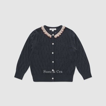 슈슈앤크라 아니에 쟈가드 니트가디건 ㅡ 빈티지네이비