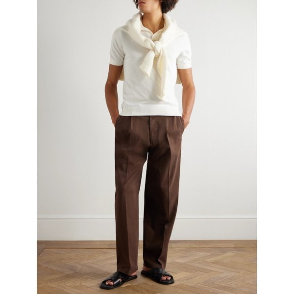 스트레이트 레그 가먼트 다이드 코튼 블렌드 트윌 팬츠 46376663162957552