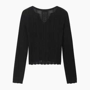 [Online Exclusive] 레이스 스칼럽 가디건_SAKCE8631BK