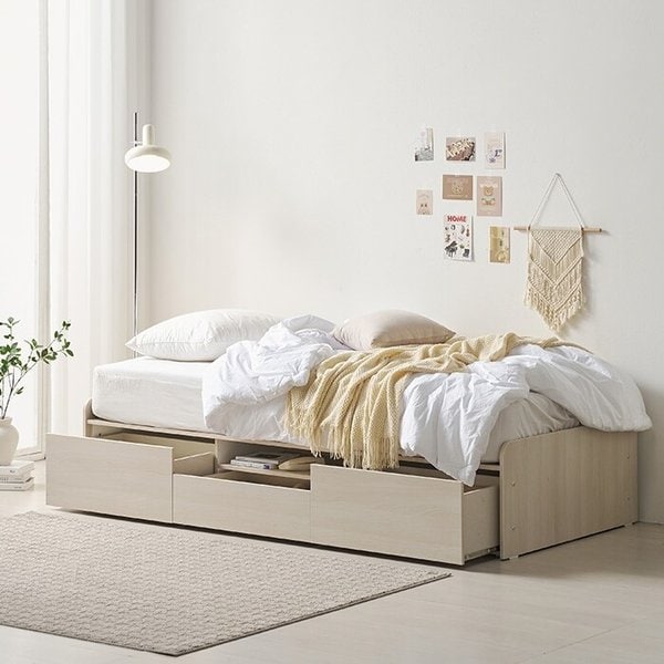 900 미니싱글 E0 멀티수납침대 원룸 자취방 공간활용 침대+본넬매트 BJ5452R (착불)