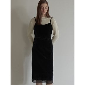 Velvet sheer patch dress - Black