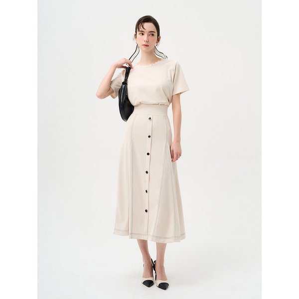 PM1261S060 Gardenia A-line span skirt_Beige