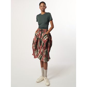 애스플래폼 AW61PT07_크링클 체크 테크플레어 팬츠_딥그린