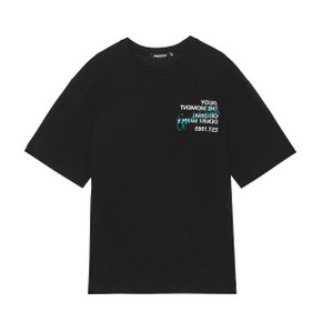 공용) 간물 6부 소매 분또 티셔츠(오버)_AM2WTS447-BK