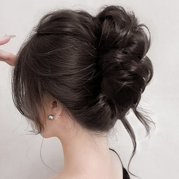 [언니네 가발] 웨이브 올림머리 집게핀 가발(브라운)