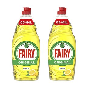 Fairy 오리지널 주방세제 레몬향 리퀴드 농축 기름때제거 654ml 2팩