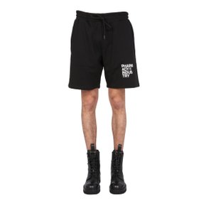 SS22 파머시인더스트리 Shorts BERMUDA WITH LOGO PRINT BLACK PHM478_NERO