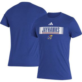 4275728 Adidas Mens adidas Royal Kansas Jayhawks Wordmark Tri-Blend T-Shirt