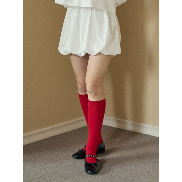 [2EA 1SET] BASIC KNEE HIGH SOCKS_RED
