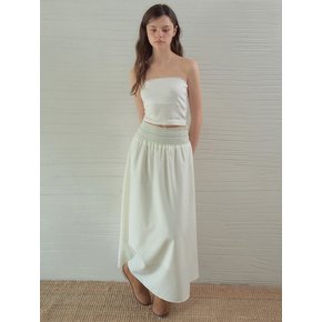 Linen Smocked Skirt_Cream(OB6SK06)