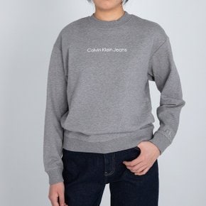 여성 맨투맨 스몰 로고 보이프렌드핏 스웨트 티셔츠 블랙 그레이 J219680_P352316752