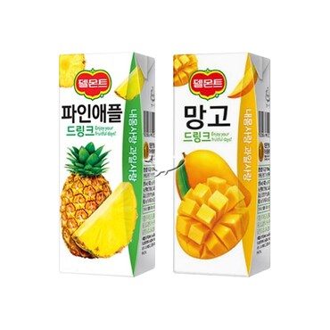  델몬트 드링크팩 2종 190ml 파인애플/ 6팩+망고/ 6팩 총12팩 주스 과즙음료