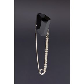 Black Crystal Safety Pin Brooch