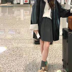보니제이 / BONNIE J 박시 오버핏 레더 스크래치 빅사이즈 페이크