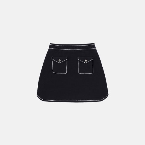 마쥬 탑스티치 니트 미니 스커트