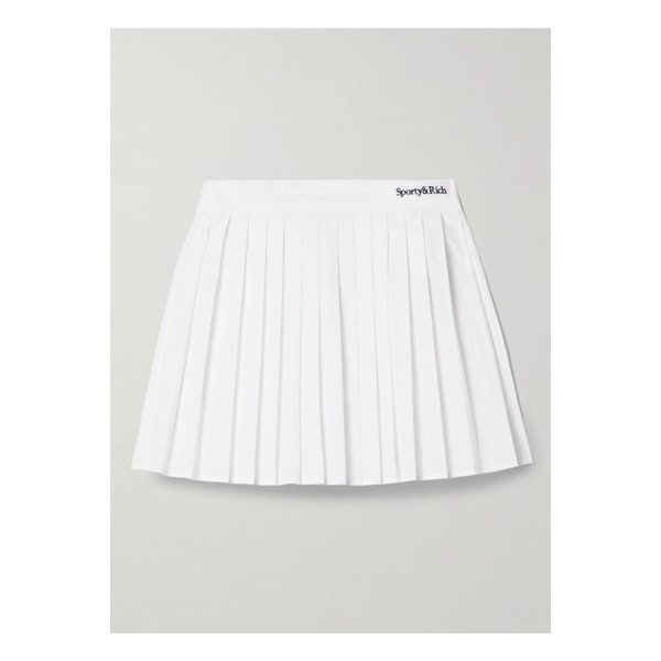 아나에 자수 플리츠 코튼 포플린 미니 스커트 화이트 1647597360132118