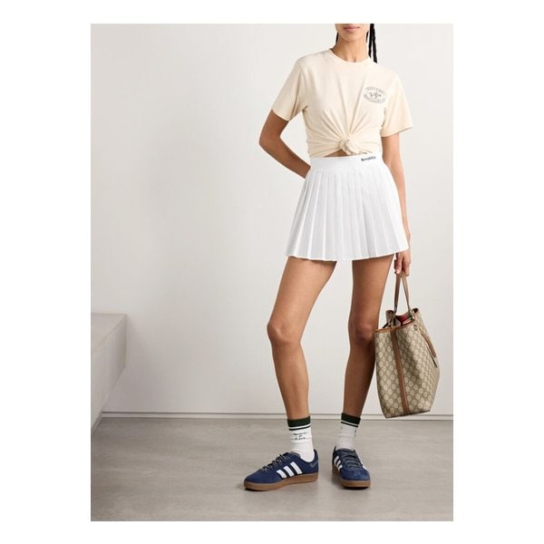 아나에 자수 플리츠 코튼 포플린 미니 스커트 화이트 1647597360132118