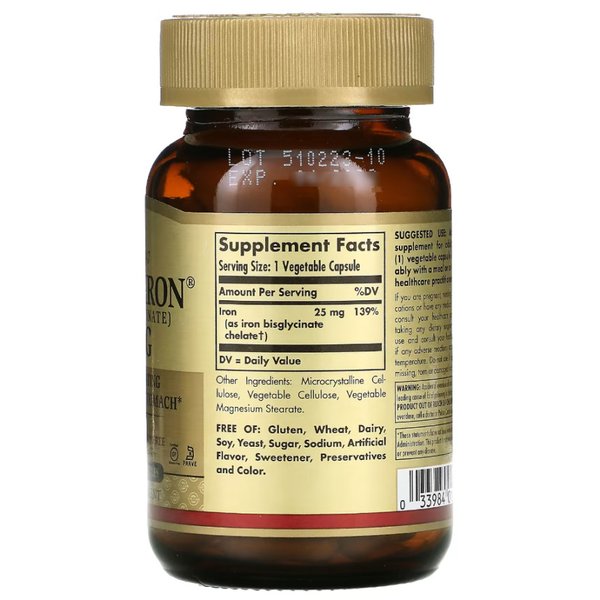 젠틀 아이언 철분 25mg 90베지캡슐 Solgar 순한 철분