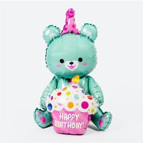 3D 곰돌이 컵케이크 호일 풍선 에메랄드 동물풍선 생일이벤트