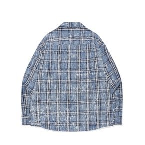 SP OVER DYED CHECKED OVERFIT SHIRT-BLUE