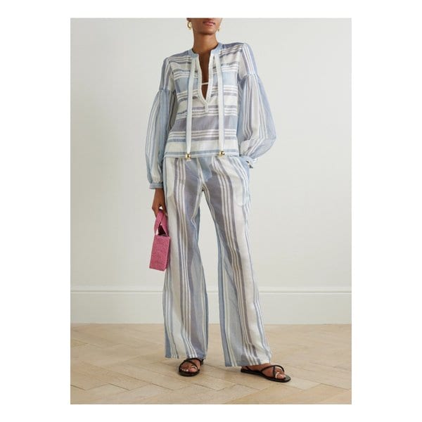 아드모나 누르 스트라이프 거즈 스트레이트 팬츠 1647597333917473