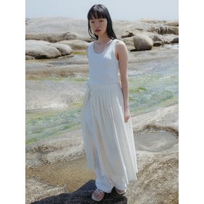 Pleats Slit Skirts_Cream