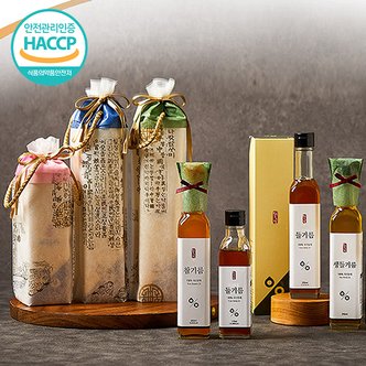 웰굿 국산 저온압착 들기름 단품 선물세트 2호(250ml)(+한지포장,손잡이)