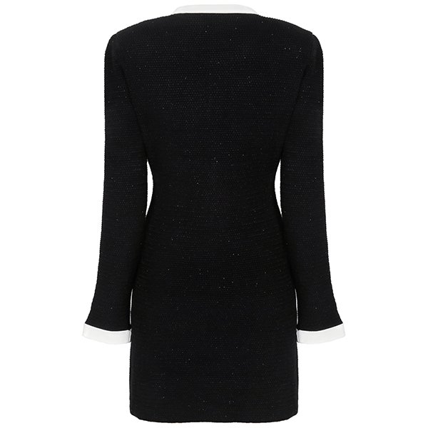 [부산점] 25SS 블랙 니트 칼라 미니 원피스 RS25 034S B