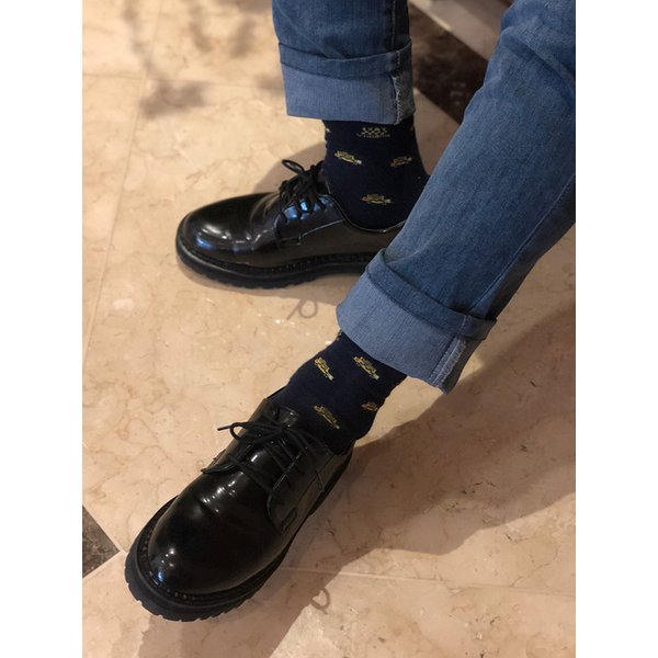 남녀공용 택시 패턴 삭스 - 네이비