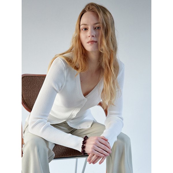 DEEP V-NECK RIBBED CARDIGAN_N6SCA0391