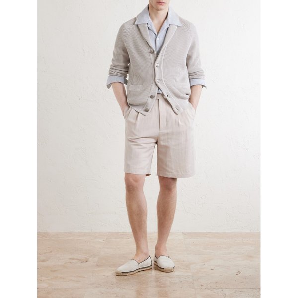브루넬로쿠치넬리 와이드 플리츠 리넨 코튼 블렌드 쇼츠 46376663163018834