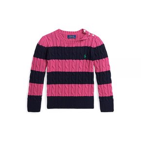 랄프로렌 걸즈 케이블 니트 핑크 네이비 스트라이프 스웨터 성인착용가능