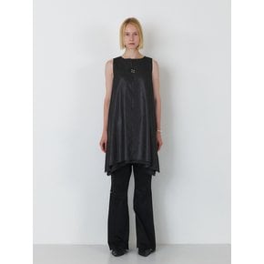 SIGNATURE RAW CUT EYELET COATED MIDI DRESS (BLACK)