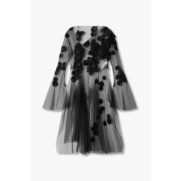 [FEMME] 시퀸 플라워 시스루 블라우스 6615140401000