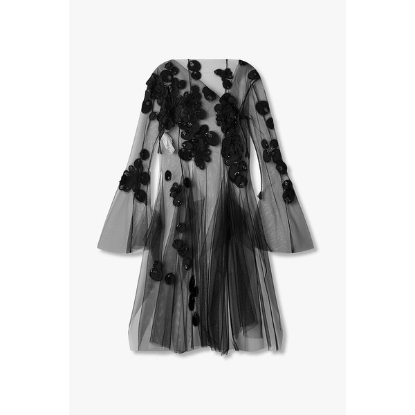 [FEMME] 시퀸 플라워 시스루 블라우스 6615140401000