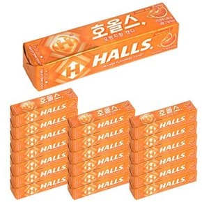 HALLS 호올스 스틱 멘톨 사탕 졸음방지 캔디 오렌지 20개