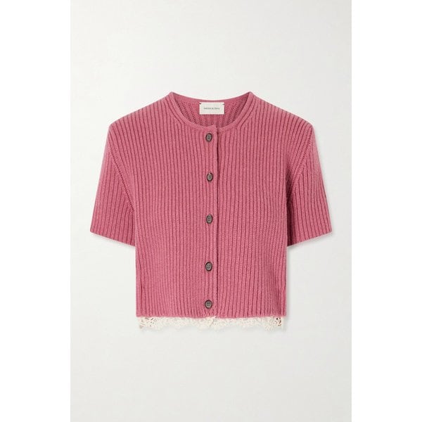 마그다부트림 크롭 코바늘 뜨개질 트림 캐시미어 가디건 46376663163024943