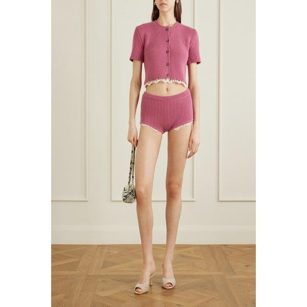 마그다부트림 크롭 코바늘 뜨개질 트림 캐시미어 가디건 46376663163024943