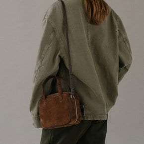 Mini Tin square tote bag Suede Chestnut