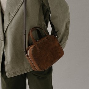 Mini Tin square tote bag Suede Chestnut