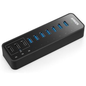영국 앤커 허브 Anker 10 Port 60W Data Hub with 7 USB 3.0 Ports and 3 PowerIQ Charging for