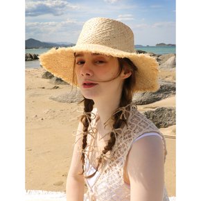 LILY WIDE BEIGE RAFFIA HAT