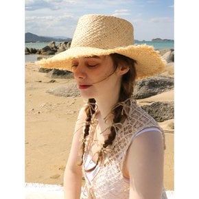 LILY WIDE BEIGE RAFFIA HAT