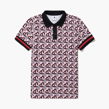 르꼬끄골프 25년  S/S     NEW 여성 헤리티지 패턴 반팔 카라 티셔츠 / BLACK/RED  GQ122LTS33