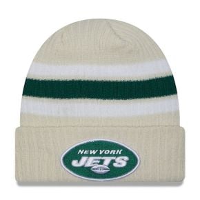 [해외] 1071933 NFL [뉴욕 제츠] Team Stripe Cuffed Knit Hat Cream