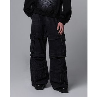 송지오 [파주점] 컬렉션 메타 카고 데님 팬츠 SG2PT720BK