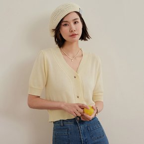 LS_Yellow knitted crop cardigan