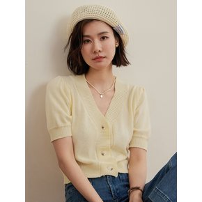 LS_Yellow knitted crop cardigan