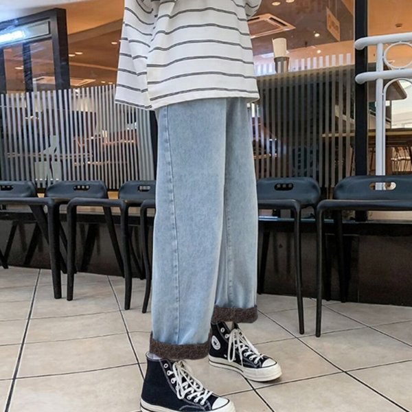 겨울 남자 기모 루즈핏 와이드 청바지 DMS-JEW-SISTTP12-연청