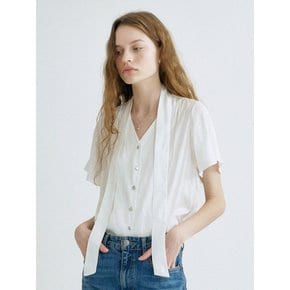 S Glossy 2Way Half Tie Blouse_White